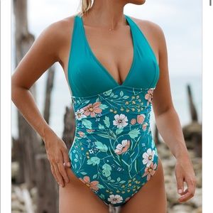 Flower Print Criss Cross Back One Piece